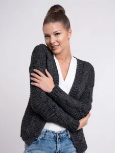 Dámsky pletený sveter NEL tmavošedý, Veľkosť L/XL