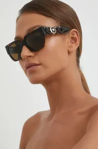 Slnečné okuliare Versace dámske, hnedá farba #1451219