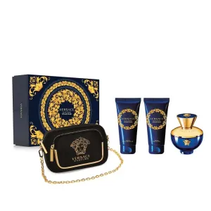 Versace Pour Femme Dylan Blue darčeková kazeta parfumovaná voda 100 ml + telové mlieko 100 ml + sprchovací gél 100 ml + kabelka pre ženy