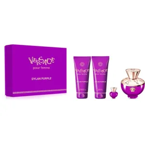 Versace Pour Femme Dylan Purple darčeková kazeta parfumovaná voda 100 ml + parfumovaná voda 5 ml + sprchovací gél 100 ml + telové mlieko 100 ml W