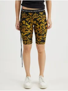 Versace Jeans Couture Yellow-Black Womens Patterned Short Leggings - Women #6534053