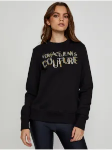 Black Womens Printed Sweatshirt Versace Jeans Couture R Logo Glitter - Women #1063048