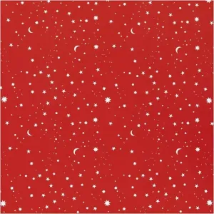 Baliaci papier | tmavočervený Stars and moons 50 cm x 5 m (baliaci papier vianočný)