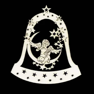Vianočná ozdoba - Zvonček anjelik s harfou 9 cm