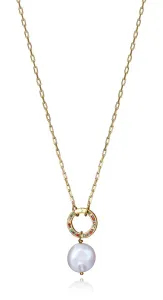 Viceroy Trblietavý pozlátený náhrdelník s perlou Elegant 13180C100-99 #9126408