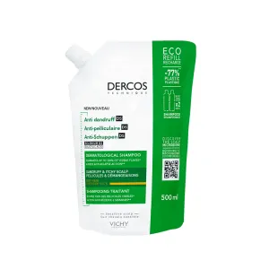 VICHY DERCOS ANTI-DANDRUFF DS DRY šampón proti lupinám, suché vlasy, náplň v ekologickom balení 1x500 ml