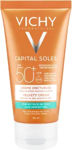 Vichy Capital Soleil Velvety Cream SPF50+ 50 ml opaľovací prípravok na tvár pre ženy na normálnu pleť; na citlivú a podráždenú pleť