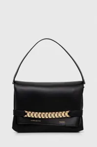 Kožená listová kabelka Victoria Beckham Chain Pouch čierna farba