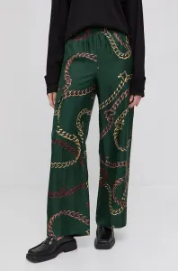 Nohavice Victoria Beckham dámske, zelená farba, široké, vysoký pás