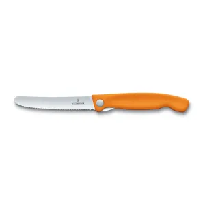 Victorinox skladací desiatový nôž Swiss Classic, oranžový, vlnkované ostrie 11 cm