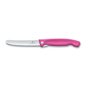 Victorinox skladací desiatový nôž Swiss Classic, ružový, vlnité ostrie 11 cm