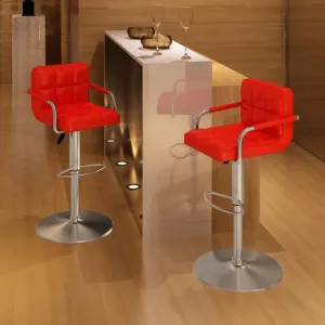 Barová stolička 2 ks umelá koža / chróm Dekorhome Červená #807091