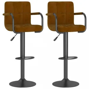 Barová stolička 2 ks zamat / kov Dekorhome Hnedá #806122