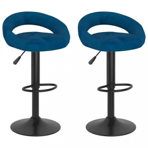Barová stolička 2 ks zamat / kov Dekorhome Modrá #806875