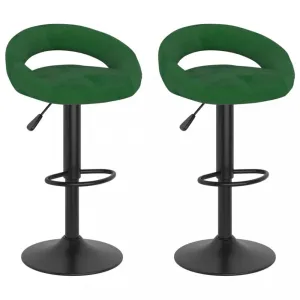 Barová stolička 2 ks zamat / kov Dekorhome Tmavo zelená #806877