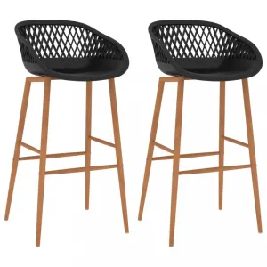 Barové stoličky 2 ks plast / kov Dekorhome Čierna / hnedá