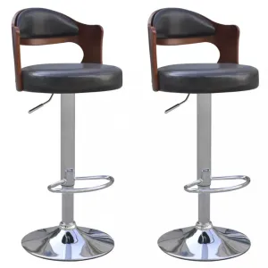 Barové stoličky 2 ks umelá koža / drevo / kov Dekorhome Čierna #796060