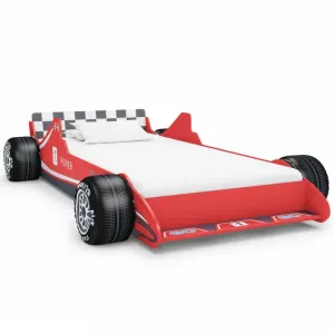 Detská posteľ v tvare pretekárskeho auta 90 × 200 cm červená #804315