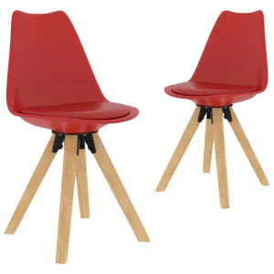 Jedálenská stolička 2 ks plast / umelá koža / buk Dekorhome Červená #797482