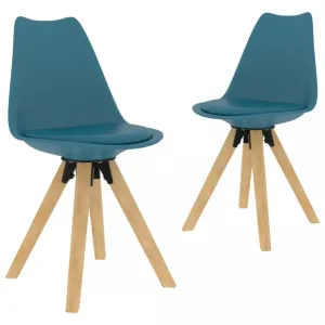 Jedálenská stolička 2 ks plast / umelá koža / buk Dekorhome Modrá #797488