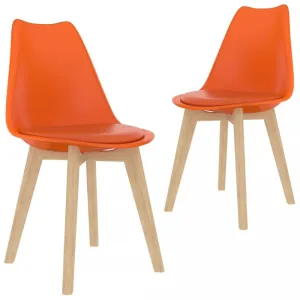 Jedálenská stolička 2 ks plast / umelá koža / buk Dekorhome Oranžová #796958