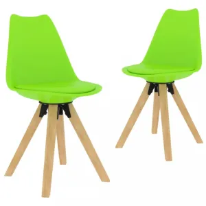 Jedálenská stolička 2 ks plast / umelá koža / buk Dekorhome Zelená #797490