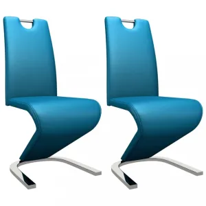 Jedálenská stolička 2 ks umelá koža / chróm Dekorhome Modrá #796358