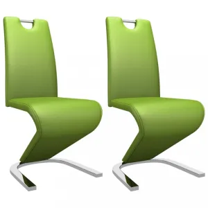 Jedálenská stolička 2 ks umelá koža / chróm Dekorhome Zelená #796359