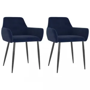 Jedálenská stolička 2 ks zamat / kov Dekorhome Modrá #802243
