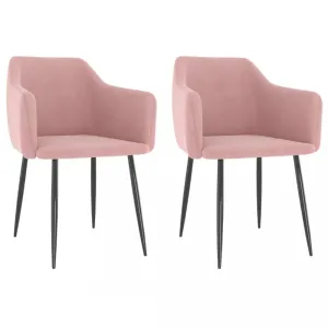 Jedálenská stolička 2 ks zamat / kov Dekorhome Ružová #802005
