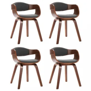 Jedálenské stoličky 4 ks ohýbané drevo a sivý textil