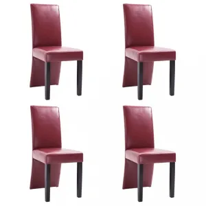Jedálenská stolička 4 ks umelá koža / drevo Dekorhome Vínová #796627