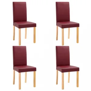 Jedálenská stolička 4 ks umelá koža / drevo Dekorhome Vínová #796619
