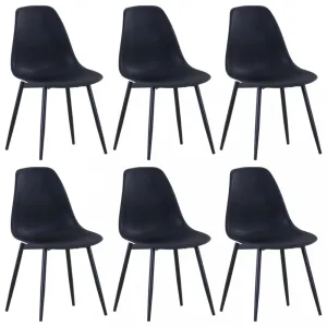 Jedálenská stolička 6 ks plast / kov Dekorhome Čierna