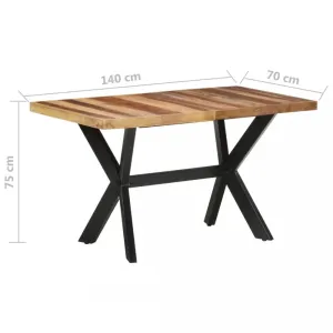 Jedálenský stôl 140 × 70 × 75 cm masívne drevo vzhľad sheeshamu 321546
