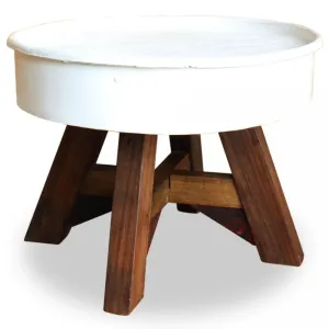 Konferenčný stolík masívne recyklované drevo biely 60 × 45 cm