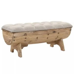 Úložná lavica z masívneho dreva a tkaniny 103 × 51 × 44 cm