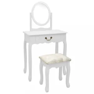 Toaletný stolík s taburetom Dekorhome Biela #805008