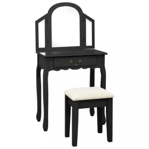 Toaletný stolík s taburetom Dekorhome Čierna #804529
