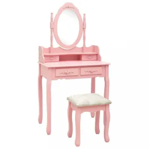 Toaletný stolík s taburetom Dekorhome Ružová #805189
