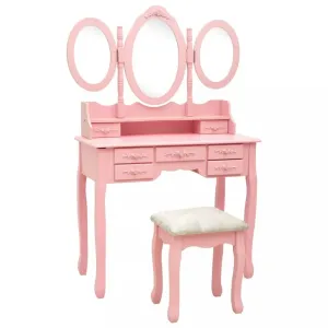 Toaletný stolík s taburetom Dekorhome Ružová #805045