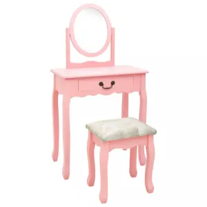 Toaletný stolík s taburetom Dekorhome Ružová #805010
