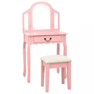Toaletný stolík s taburetom Dekorhome Ružová #804525