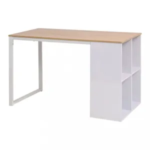 Písací stôl s regálom 120x60 cm Dekorhome Biela / dub