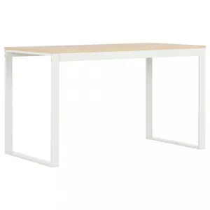 Písací stôl 120x60 cm drevotrieska / oceľ Dekorhome Biela / dub #796202