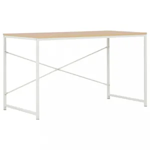 Písací stôl 120x60 cm drevotrieska / oceľ Dekorhome Biela / dub #796215