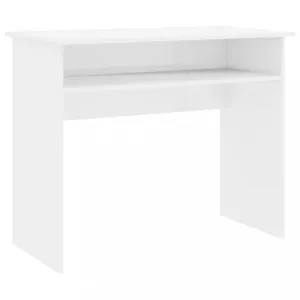 Písací stôl s policou 90x50 cm Dekorhome Biela lesk