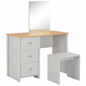 Toaletný stolík so zrkadlom a stoličkou, sivé, 104 × 45 × 131 cm 283744