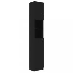 Kúpeľňová skrinka čierna 32 × 25,5 × 190 cm drevotrieska