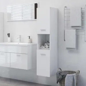 Kúpeľňová skrinka biela, vysoký lesk, 30 x 30 x 130 cm, drevotrieska 805003